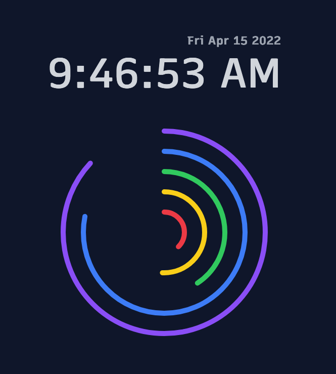 Dark mode display of Concentric Time